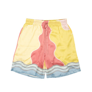 Multicolor Levant Soleil Silk Drawstrings Shorts