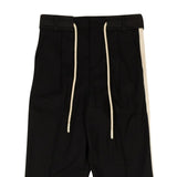 Black Cotton Track Detail Belt Pants