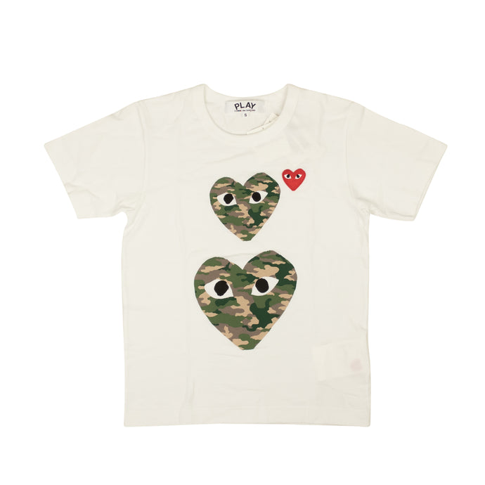 White Double Camouflage Heart T-Shirt
