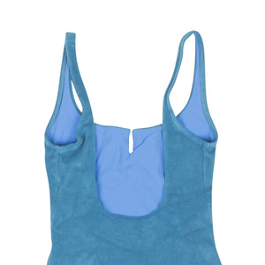 Blue Terry Cotton Slit Swimsuit