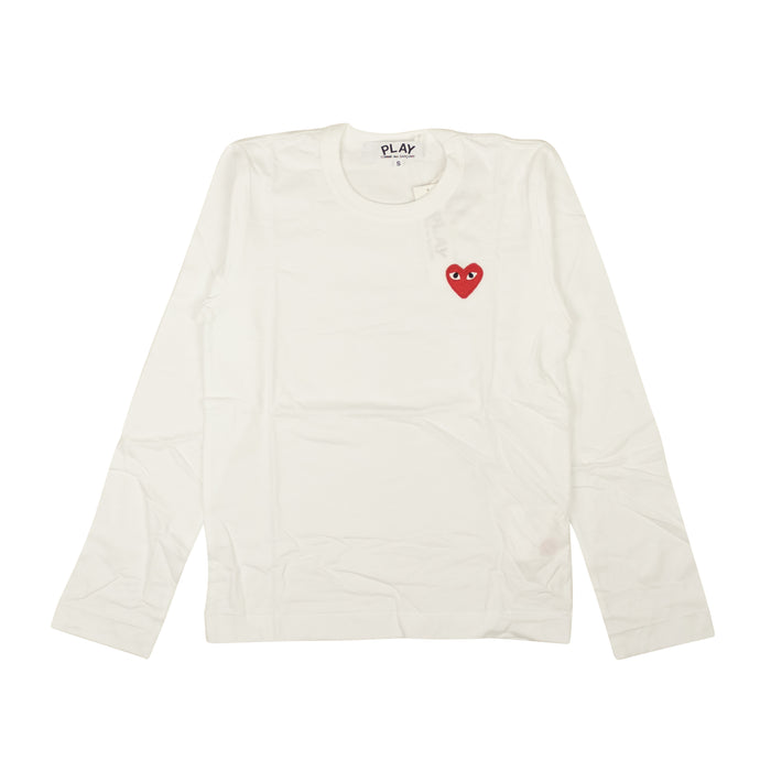 Comme Des Garçons Play Red Heart Long Sleeve T-Shirt - White