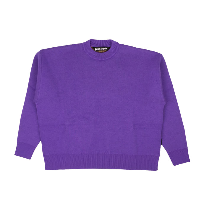 Purple Intarsia Palm Tree Knit Sweater