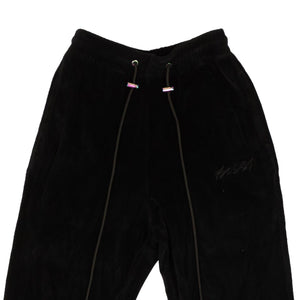 Black Cotton Velour Embroidered Design Sweatpants