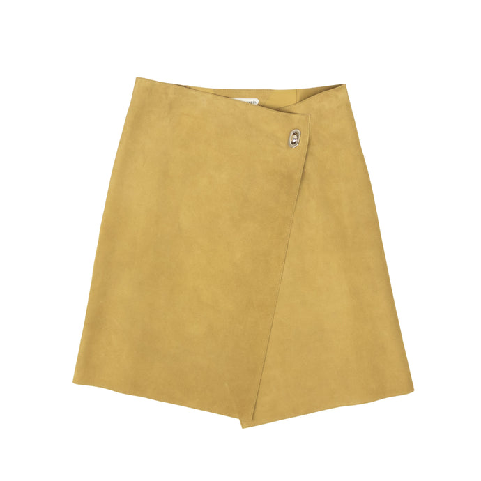 Khaki Green Suede Wrap Skirt