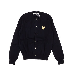 Navy Wool Gold Heart Knit Cardigan
