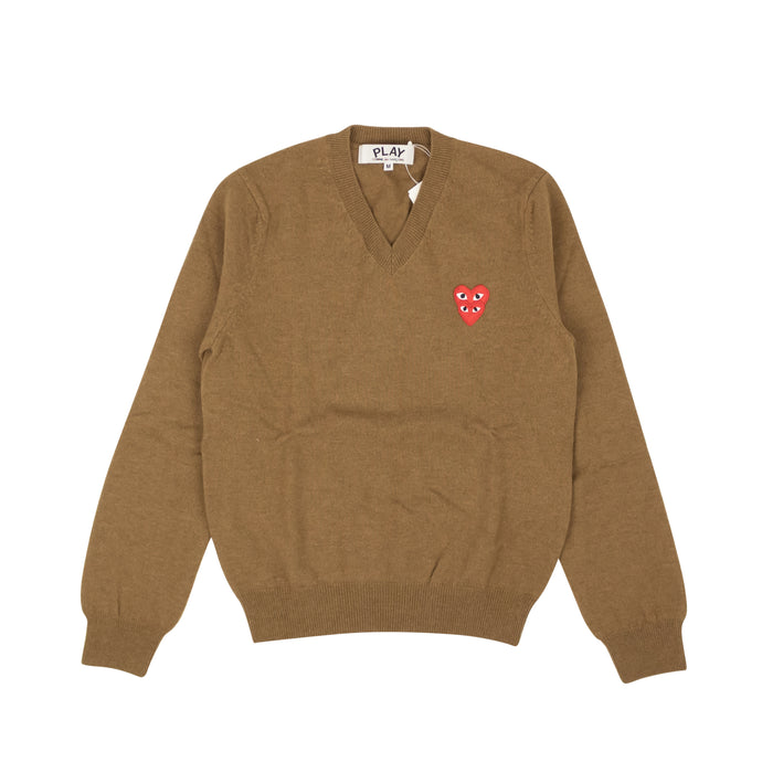 Brown Wool Double Heart Sweater