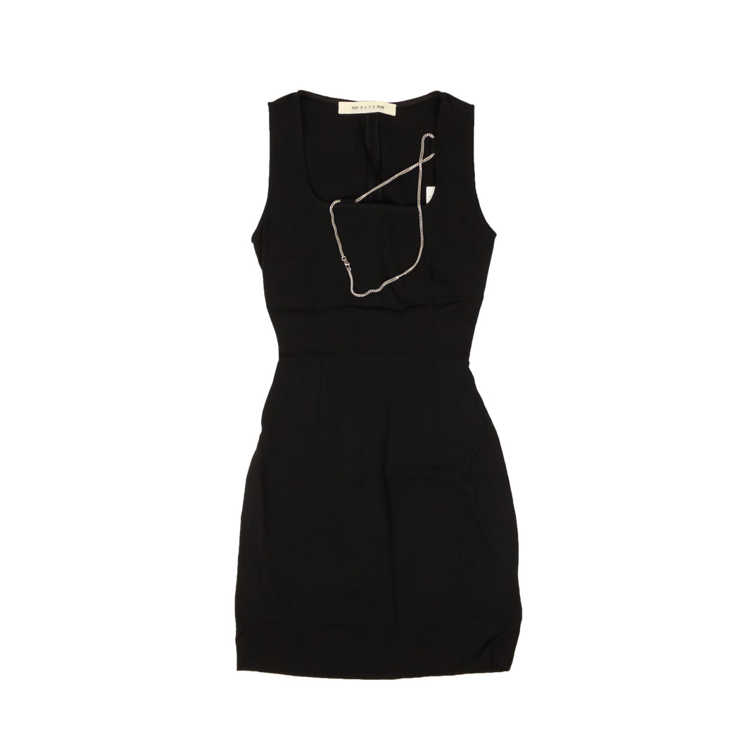 Black Sleeveless Chain Collar Detail Mini Dress