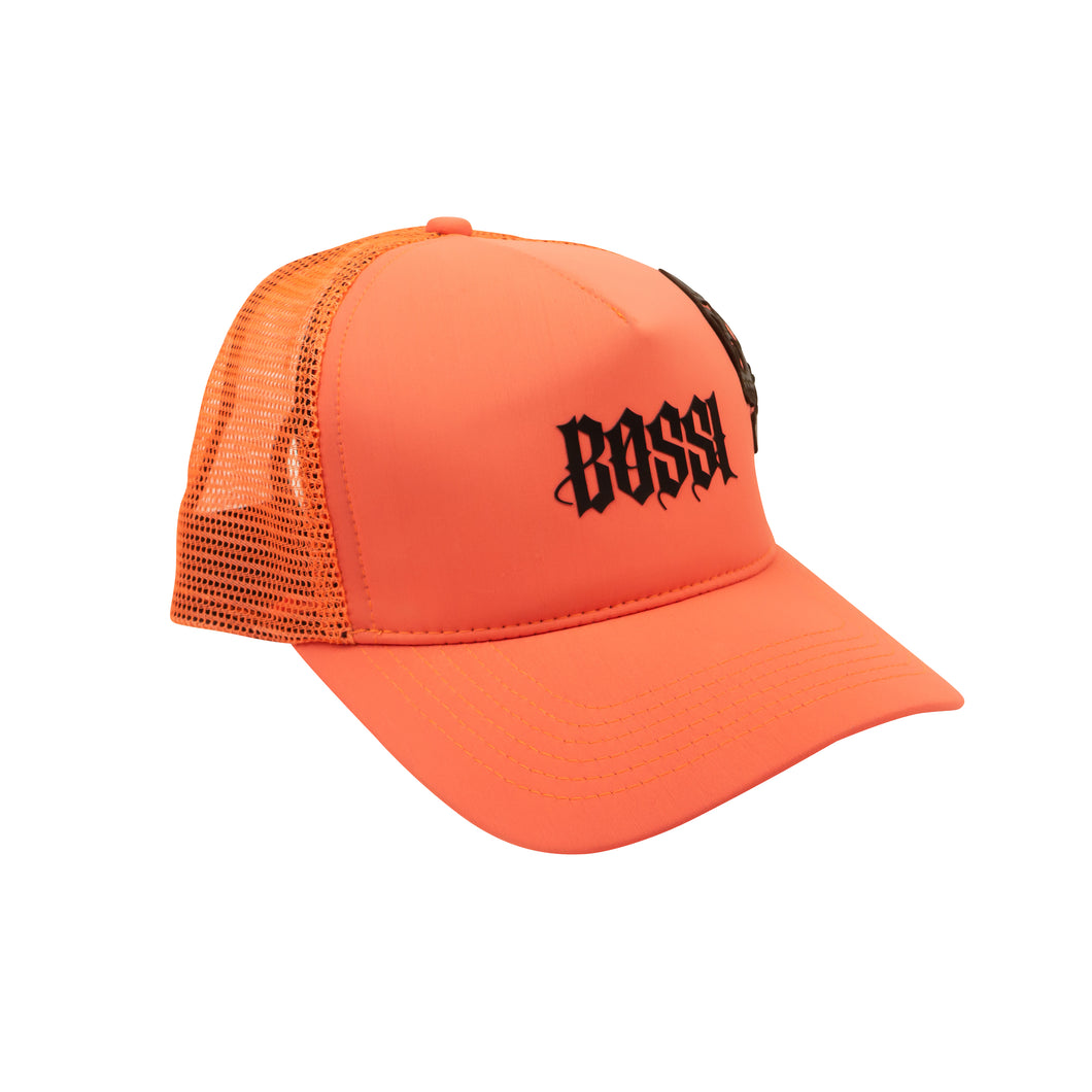 Orange Skull Logo Trucker Hat