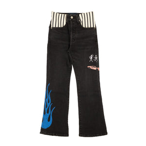 Black Stripe Spandex Waist Jeans