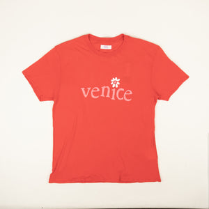 Red Cotton Venice Print Short Sleeve T-Shirt