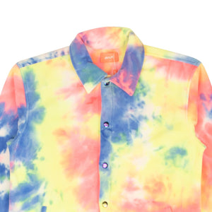 Tie-Dye Polyester Fleece Button Down Overshirt