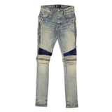 Clay Indigo Blue Cotton Plaid MX2 Jeans