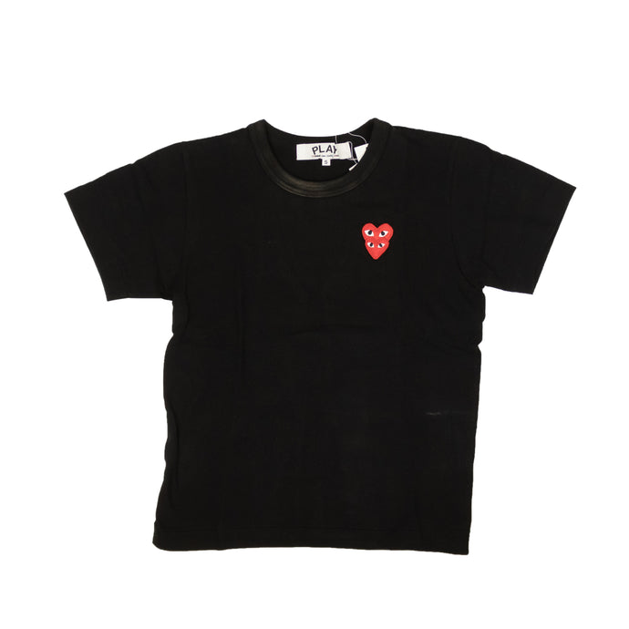 Black Cotton Double Red Heart T-Shirt