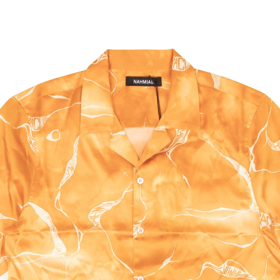 Orange Miracle Tie Dye Silk Button Down Shirt