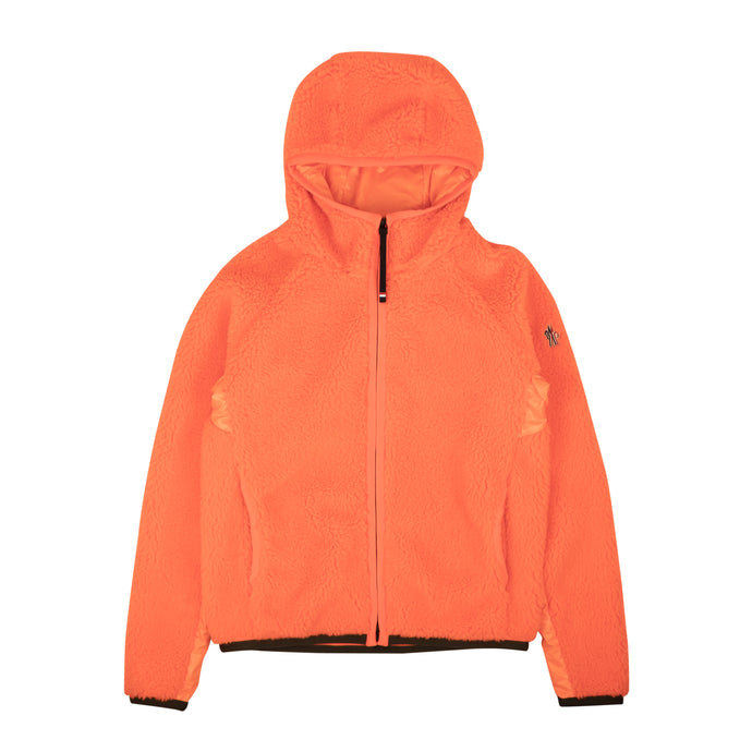 Orange Teddy Zip Up Hooded Fleece Jacket