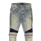 Clay Indigo Blue Cotton Plaid MX2 Jeans