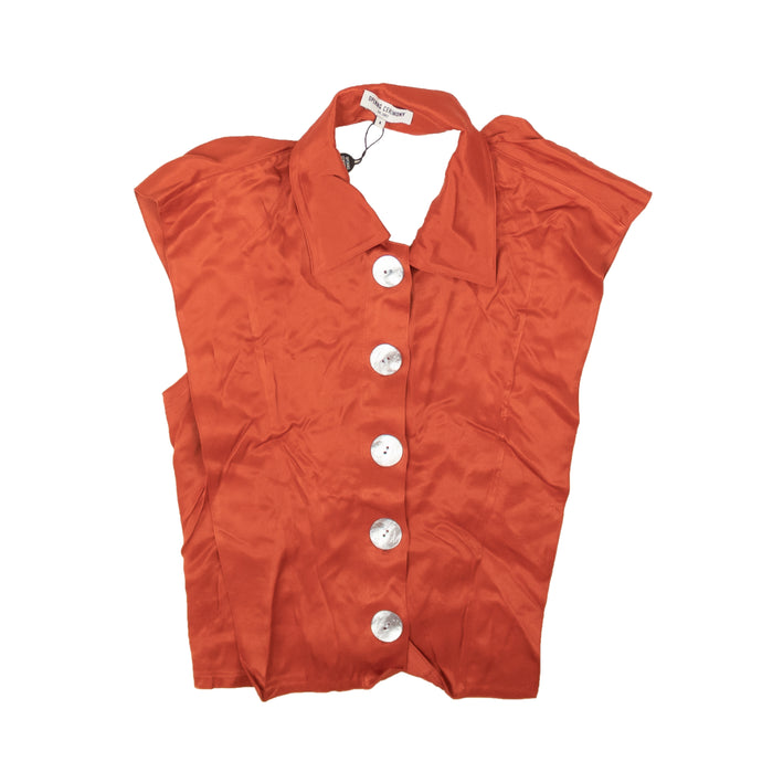 Rust Red Tie Back Shell Sleeveless Blouse