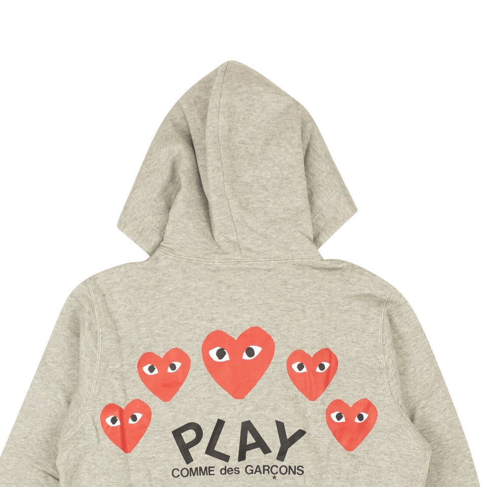 Grey Cotton Red Hearts Hoodie