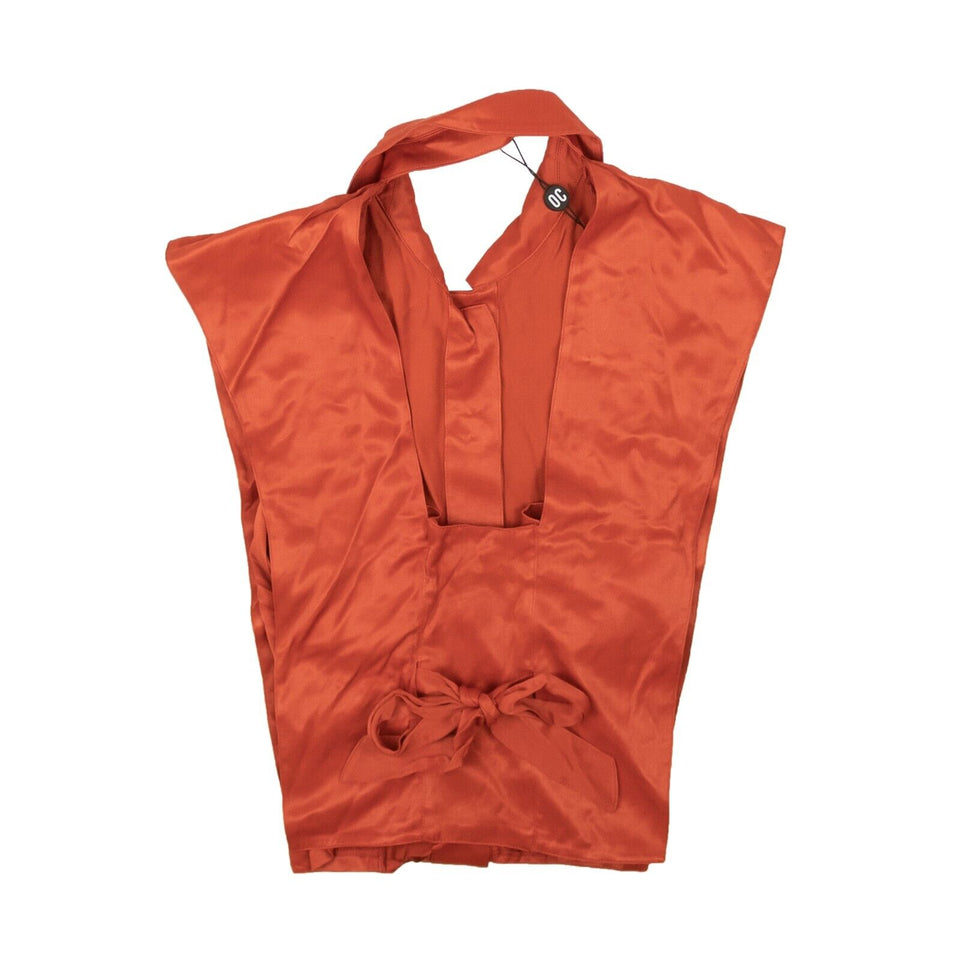 Rust Red Tie Back Shell Sleeveless Blouse