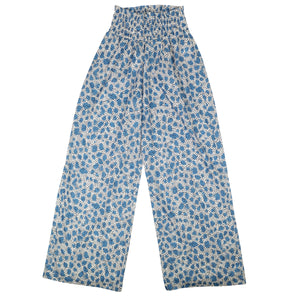 Blue Polyester Leopard Print Pull On Pants