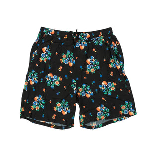 Black Rayon Multicolored Design Shorts