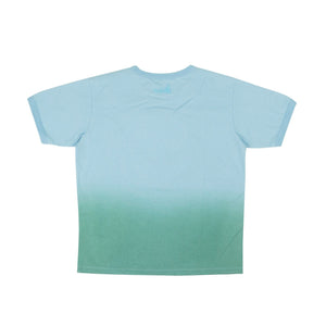 Teal Blue Cotton Wave Graphic Short Sleeve T-Shirt