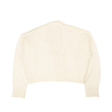 Optic White Cotton Cropped Knit Cardigan
