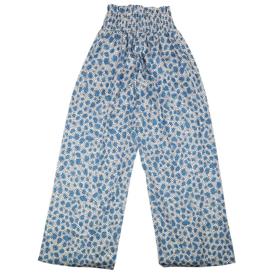 Blue Polyester Leopard Print Pull On Pants