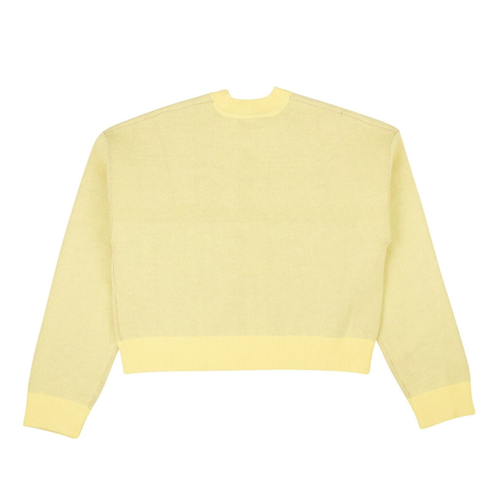 Pale Yellow Cropped OC Flower Sweater