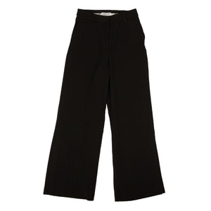 Black Polyester Side Slit Straight Pants