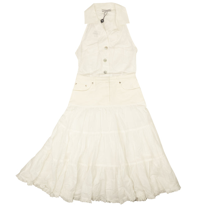 White Cotton Tiered Ruffle Dress