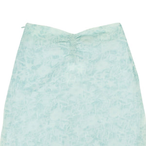 Powder Blue Polyester Crinkle Mini Skirt