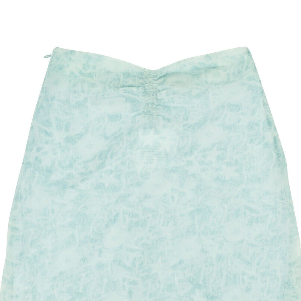 Powder Blue Polyester Crinkle Mini Skirt