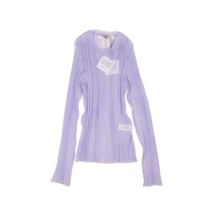 Lilac Polyester Sheer Rib Long Sleeve Top