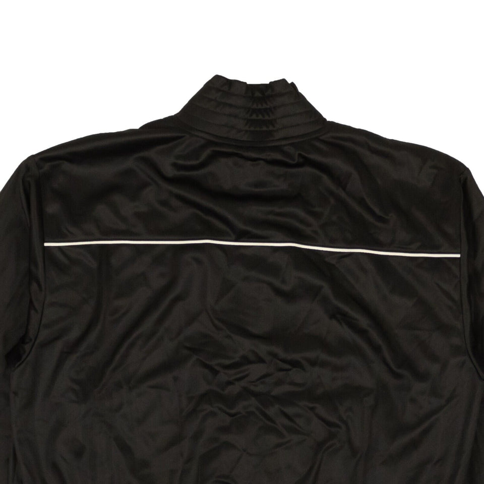 Black Polyester Ruffle Smocked Track Jacket