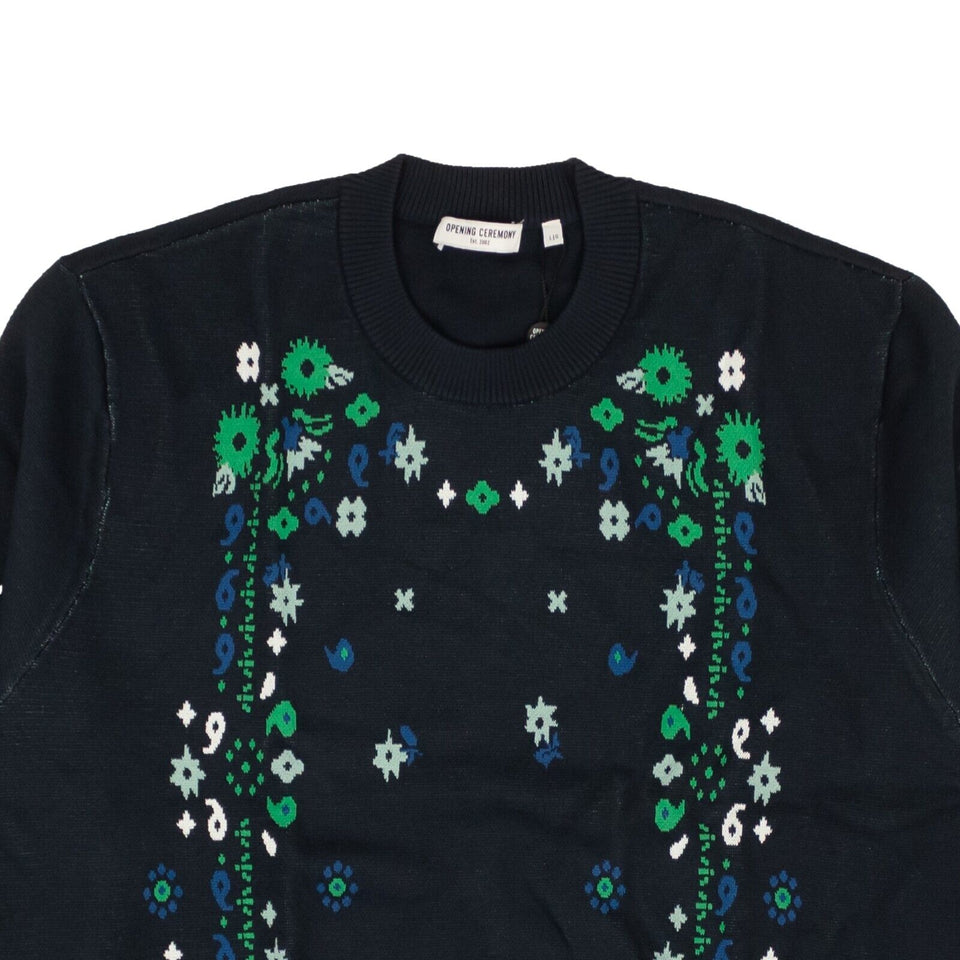 Navy Jacquard Floral Bandana Sweater