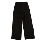 Black Polyester Side Slit Straight Pants