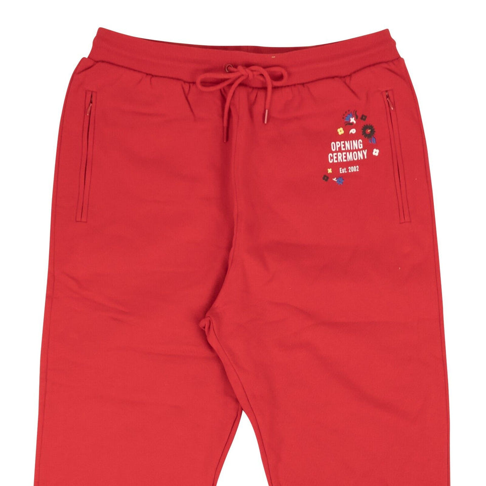 Red Cotton Relax Fit Jogger Sweatpants