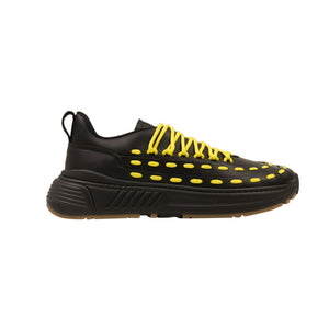 Black And Yellow Leather Speedster Sneakers