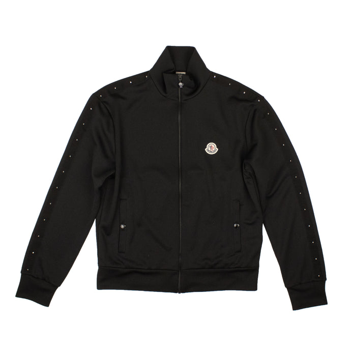 Black Polyester Chest Logo Classic Track Jacket