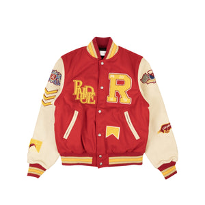 Red Cotton Bull Market Varsity Jacket