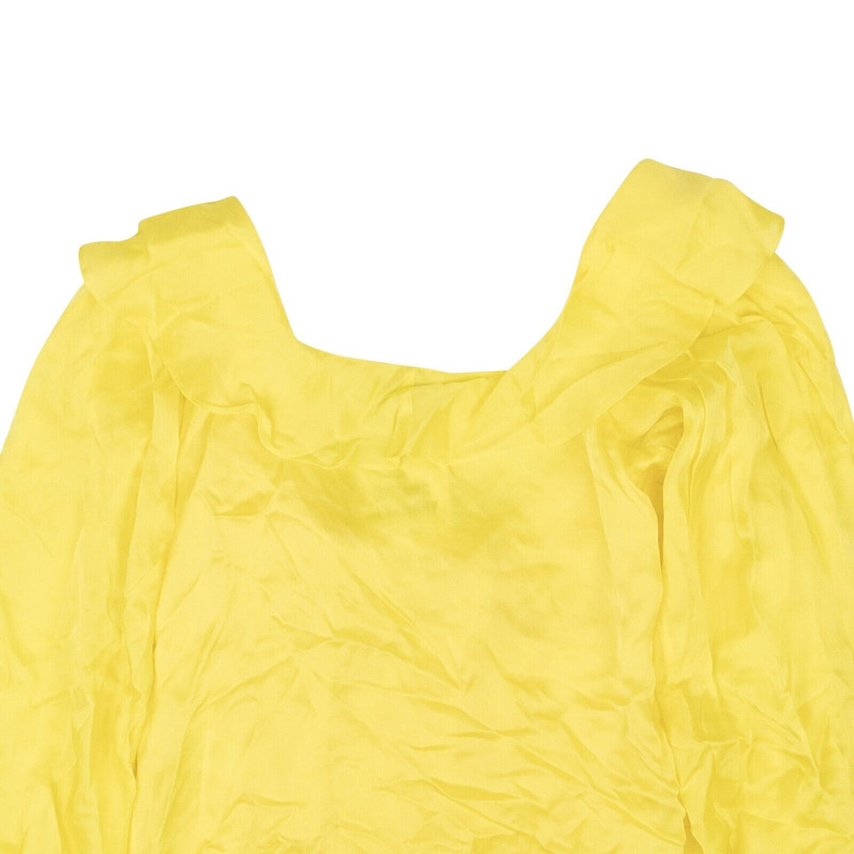 Yellow Silk Cascade Wrap Top Blouse