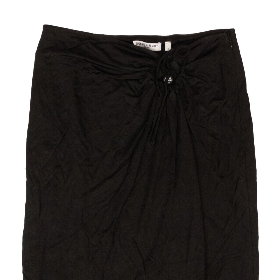Black Polyester Keyhole Flare Skirt