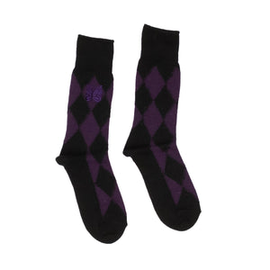 Black And Purple Argyle Socks