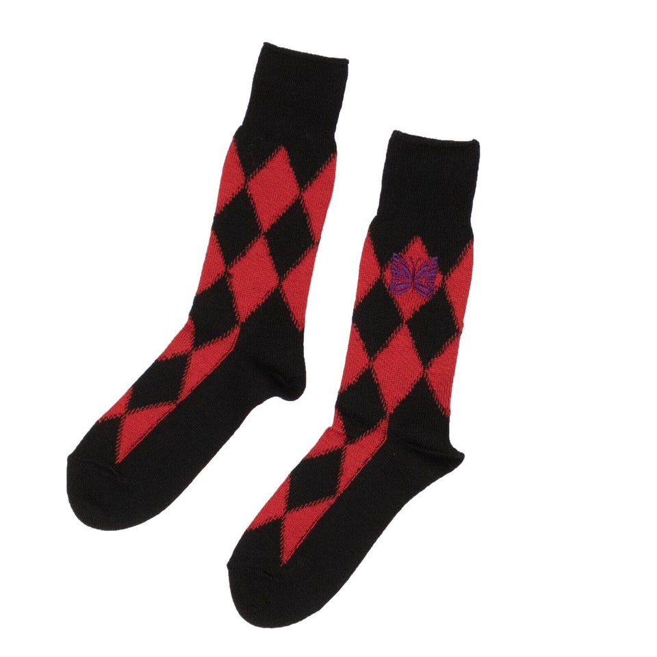 Black And Red Argyle Socks