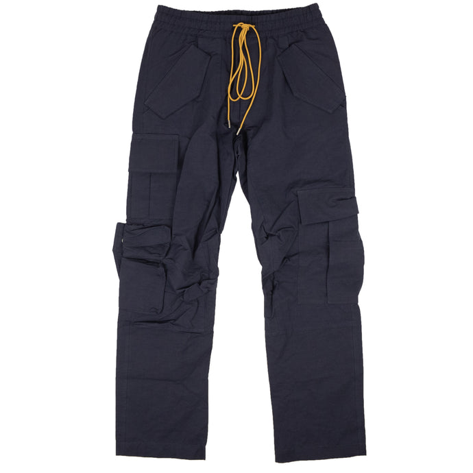 Navy And Creme Polyester Gabardine Cargo Pants