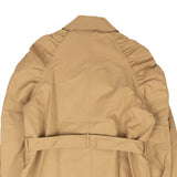Sand Brown Cotton Smocked Trench Coat