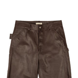 Ox Blood Wide Leather Shorts