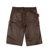 Ox Blood Wide Leather Shorts
