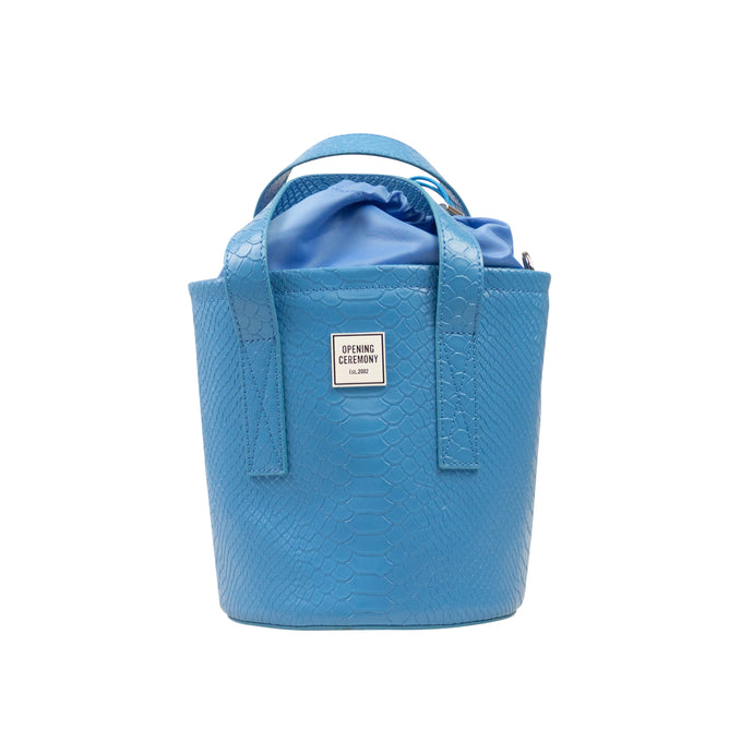 Blue Medium Crocodile Bucket Bag